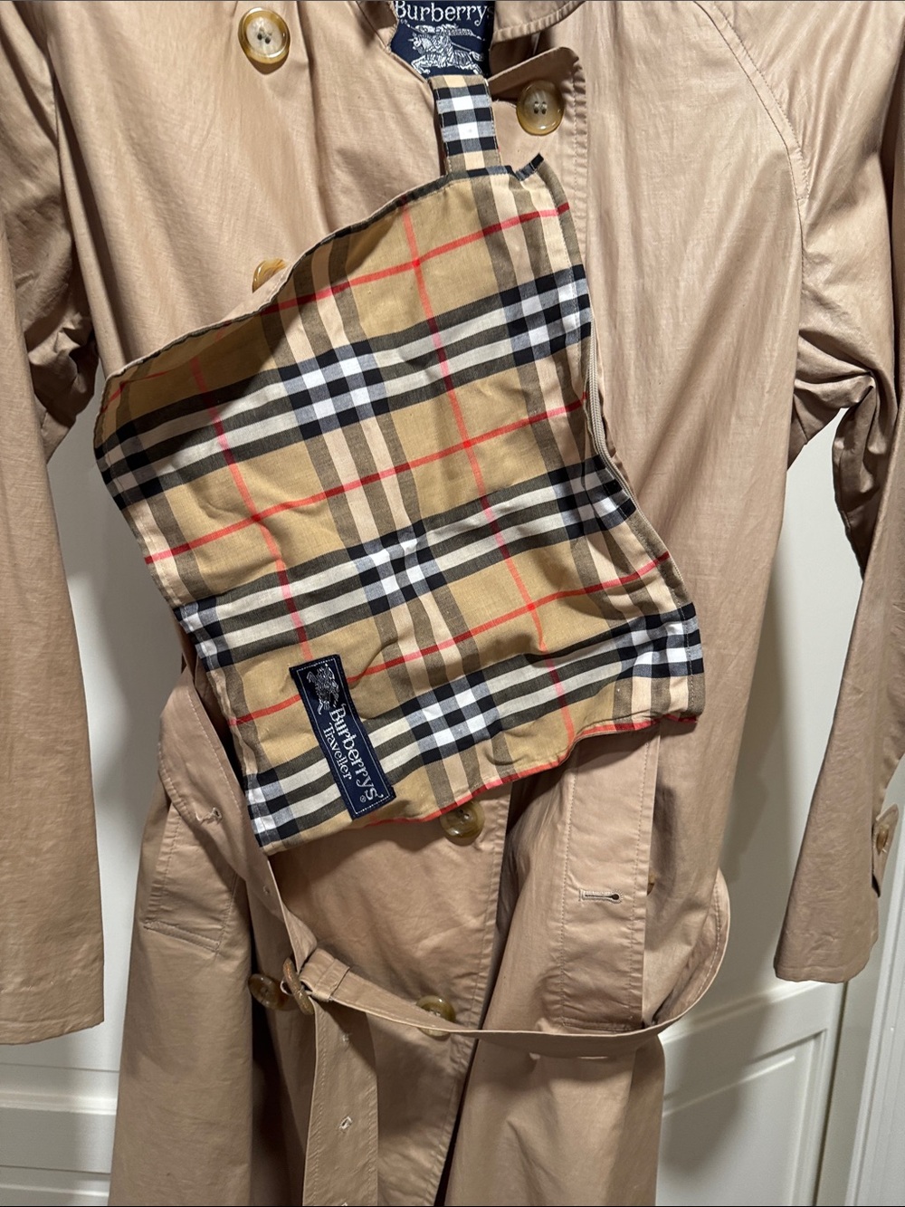 Burberry Tan Double-Breasted Trench Coat with Belt - Picture 4 of 12